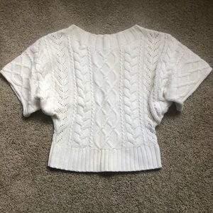 Express Beige Off White Short Sleeve Sweater